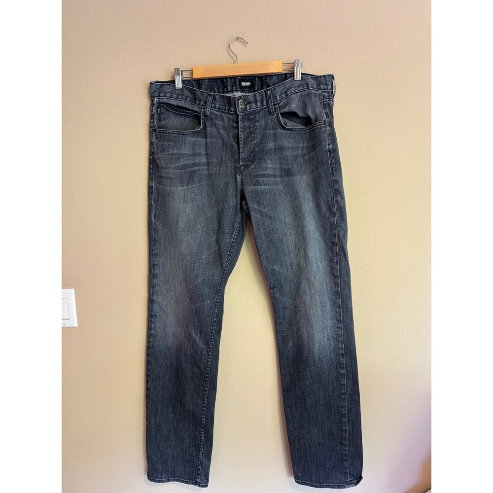 Hudson Jeans Mens Straight Leg Dark Wash Grey Denim Pants Size 38x33
